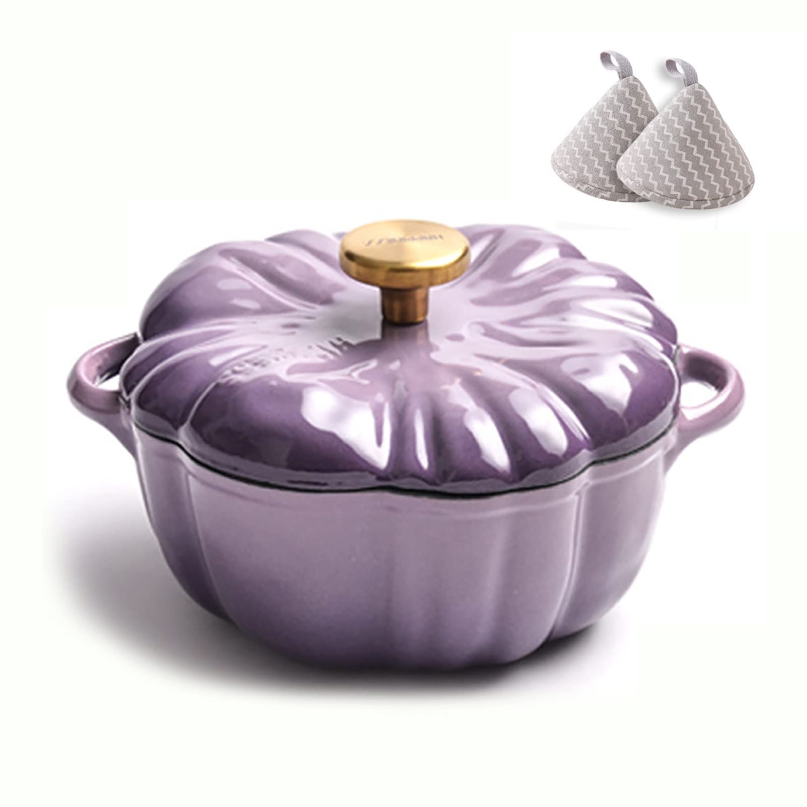 Dynia Wytrzymałość Dutch Oven Z Pokrywką Nie Klei Się Garnek Emaliowany Z Uchwytami Garnek żeliwny Do Prażenie, Duszenie, Pieczenie Chleba(Purple)