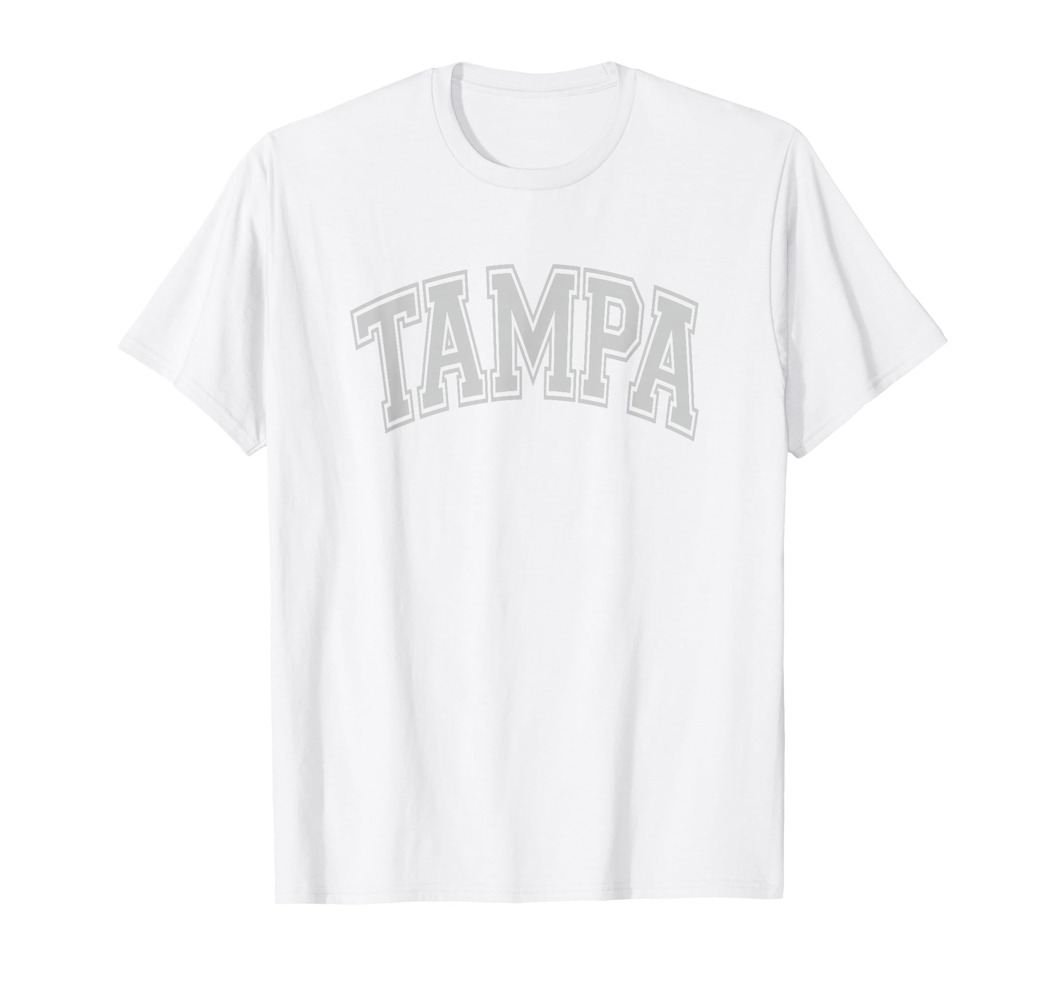 Tampa Arched Style Text White with Gray Print T-Shirt
