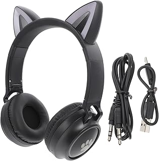 UKCOCO Fone De Ouvido Fone De Ouvido Sobre A Orelha Fones De Ouvido Preto Fones De Ouvido Fones De Ouvido PC Fone De Ouvido Estéreo Dobrável Fone De Ouvido Over-The-Ear Abs Preto Pata De