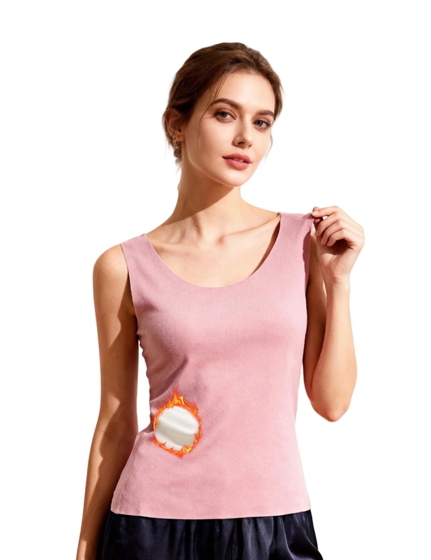 venzina Women's Seamless Thermal Vest Lightweight & Warm Sleeveless Base Layer Fleece-Lined Yet Non-Bulky Tank Top I Ultra Soft Layering for Winter Weather-picture-53