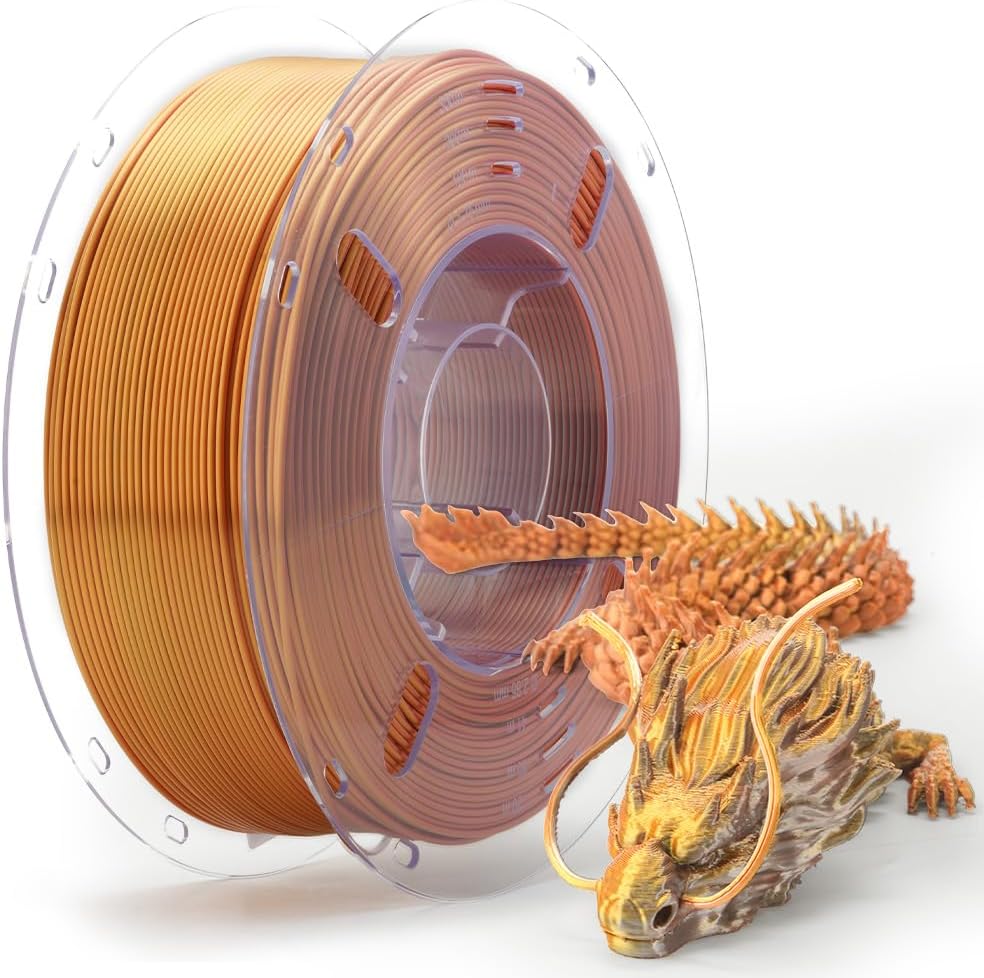 VOXELAB Silk PLA Filament 1.75mm, Smooth Color-Changing, Coextrusion Smooth and Shiny Consumable, Rainbow Changeable PLA Filament, 1kg (2.2lbs) for Most FDM 3D Printer,Waltz
