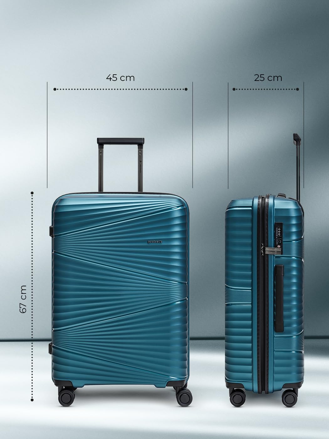 Pactastic Ultraleicht Hartschalen Check-in Koffer | Mittelgroßer Trolley | 45 x 25 x 67 cm | 62 Liter | Polypropylen & TSA | nur 3,08 Kg Collection 02