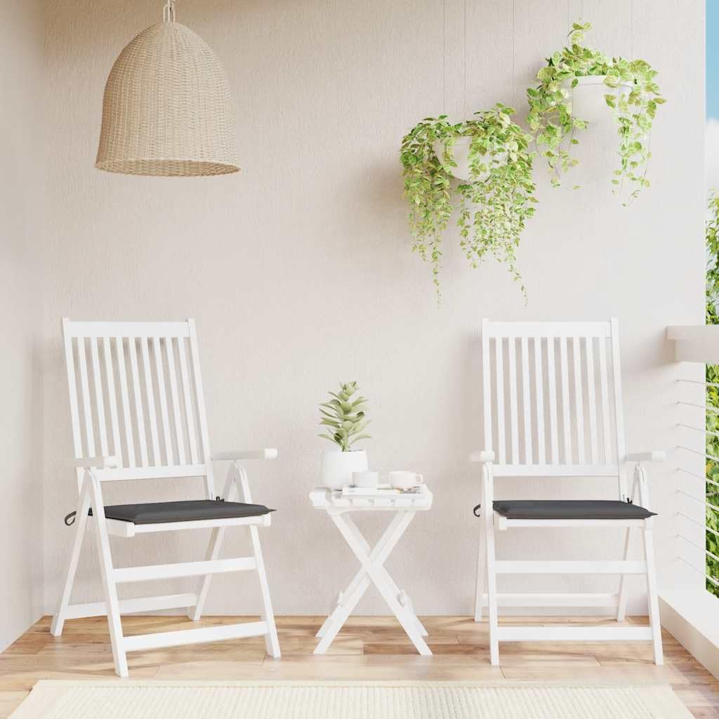 2 cuscini per sedia da giardino, colore antracite, 50 x 50 x 3 cm, in tessuto Oxford, impermeabile, antiscivolo, con nastri, per giardino, balcone, terrazza, comodi cuscini per sedia, panca