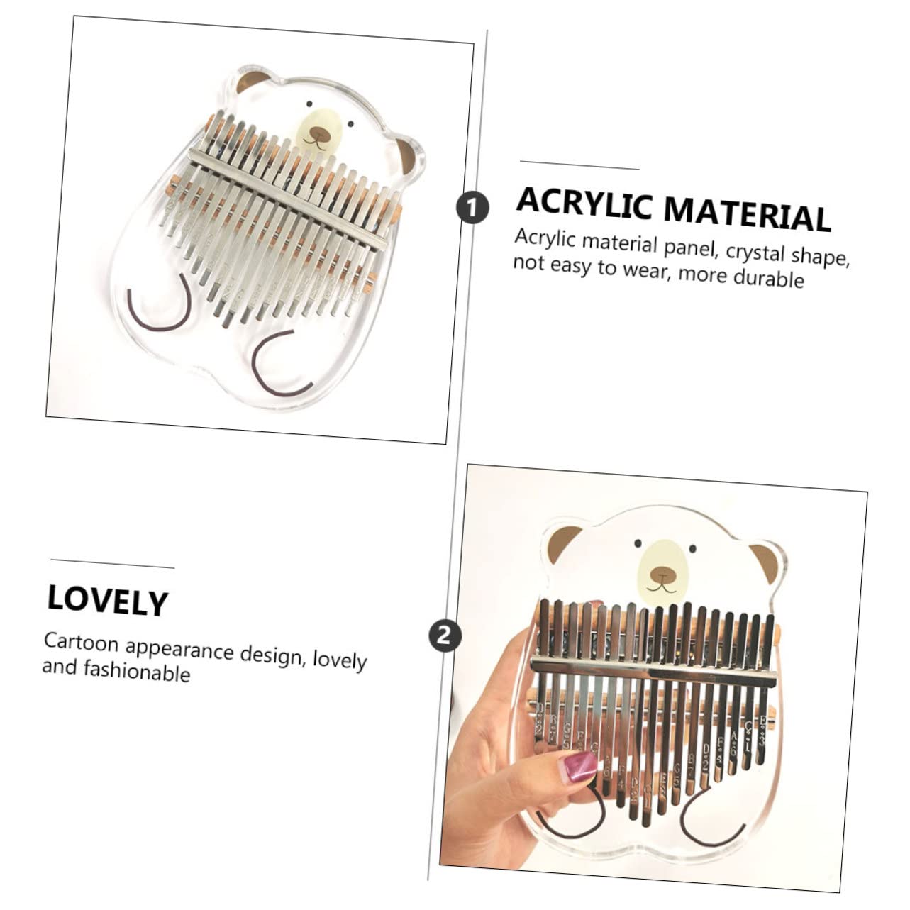 TOYANDONA 1pezzi Kalimba Animale Tasti Acrilico Con Design Orso Carino Strumento Musicale Facile Da Suonare Per Iniziare Per Amanti Della Musica