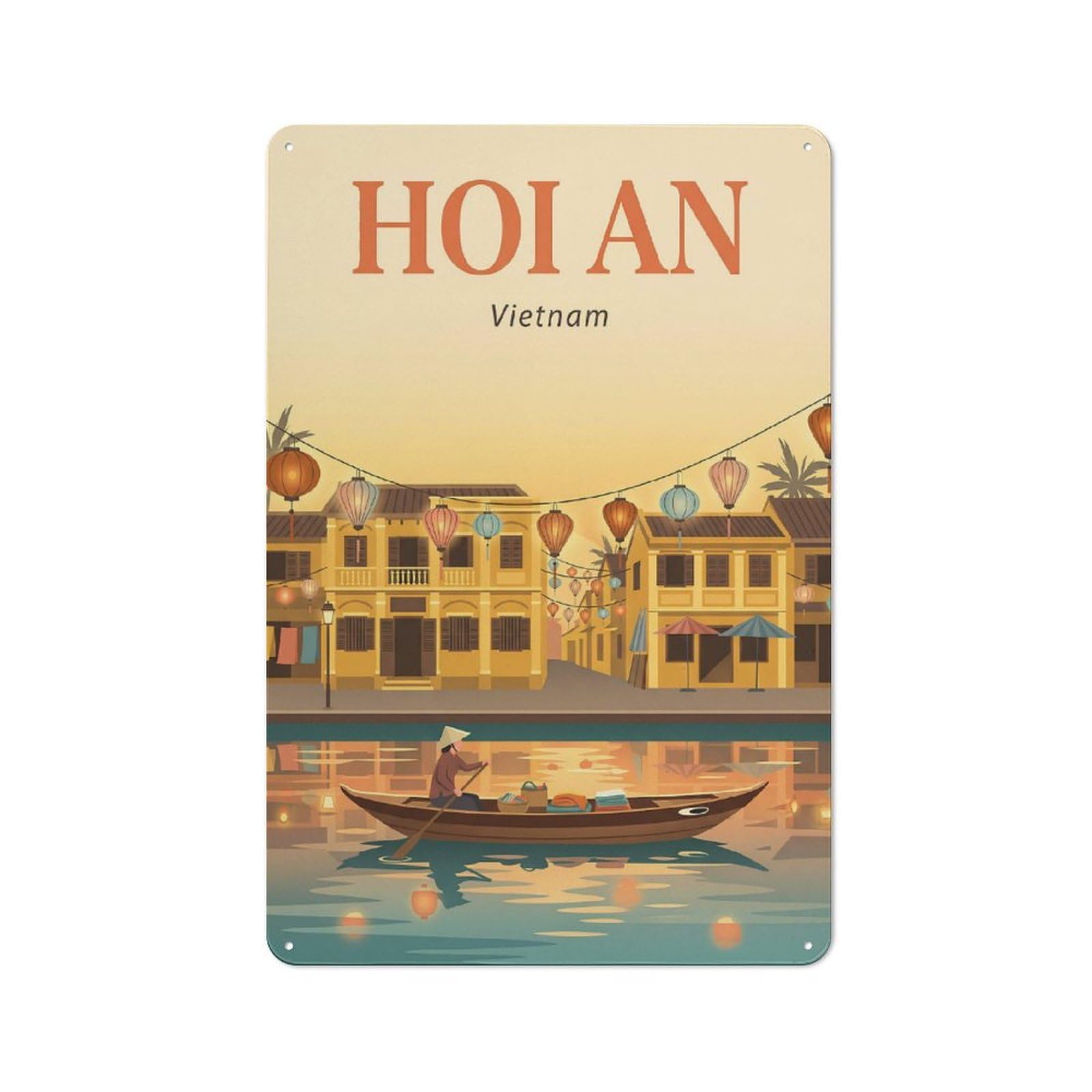 Classic Hoi An Vietnam Metal Sign 30x20cm, Classic Pub Decor for Diner, Restaurant, Shed Or Kitchen