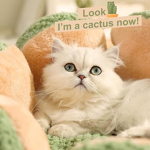 Miniatura 3 de CWV Lindas camas para gatos, camas suaves para perros pequeños, camas lavables para cachorros y gatitos, con forma de cactus, 23 pulgadas