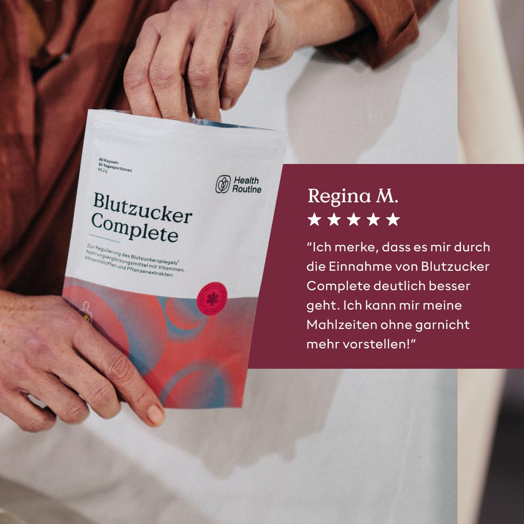 Health Routine Blutzucker Complete mit Berberin & Chrom – Blutzucker Komplex, Natürliche Blutzuckerregulierung mit Reducose, 60 Kapseln Berberine 500mg und Chrom Tabletten zur Unterstützung - 3er Pack