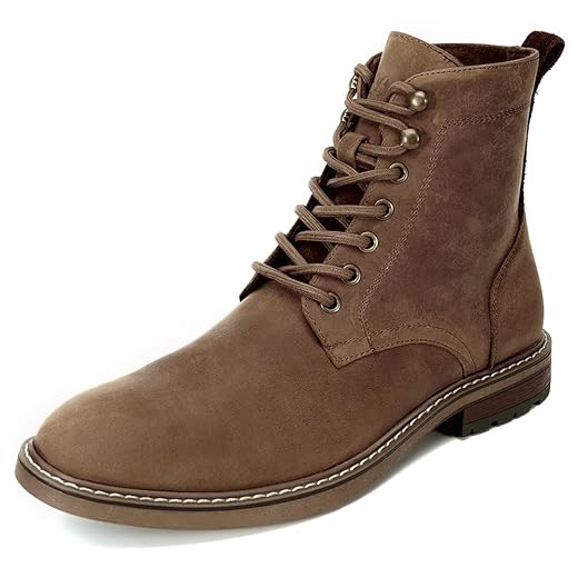 Botas masculinas com cadarços, botas de combate masculinas casuais, botas de cano baixo, sapatos Oxford masculinos, botas de couro, sapatos sociais para homens, Marrom20789, 10.5