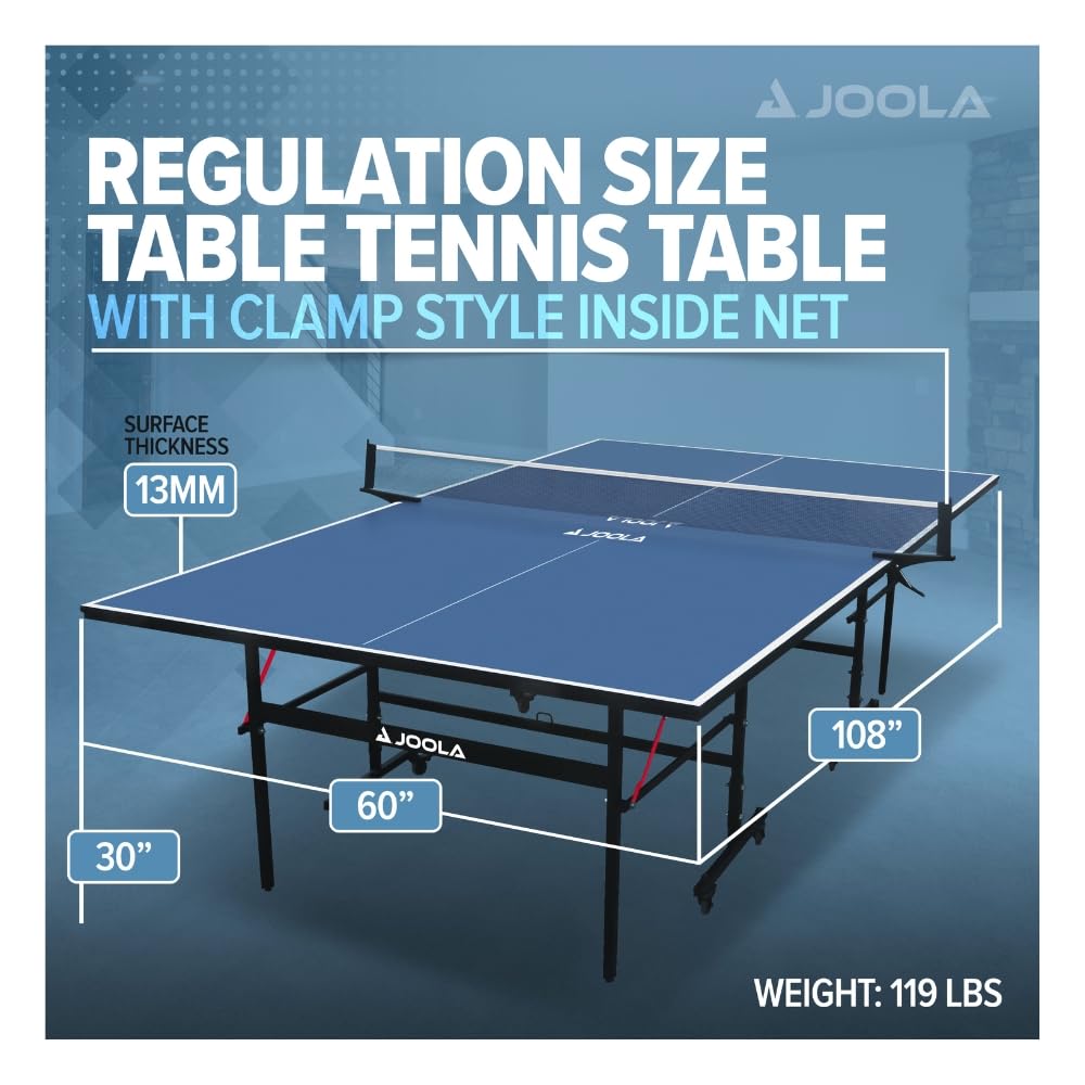 JOOLA Tables de Tennis de Table Inside, Table de ping-Pong d'intérieur, Piètement Pliable - Montage Rapide - Filet Inclus, 274 x 152,5 x 76 cm