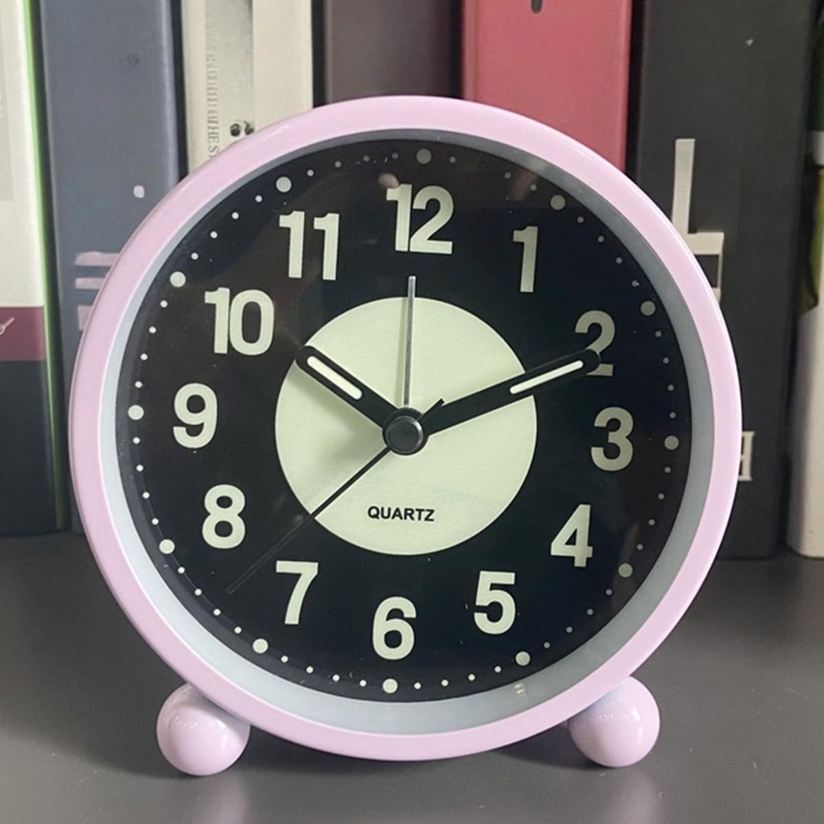 Ebilun Pink Silent Bedside Alarm Clock Non Ticking Glow-In-The-Dark Bedroom Clock (Pink)