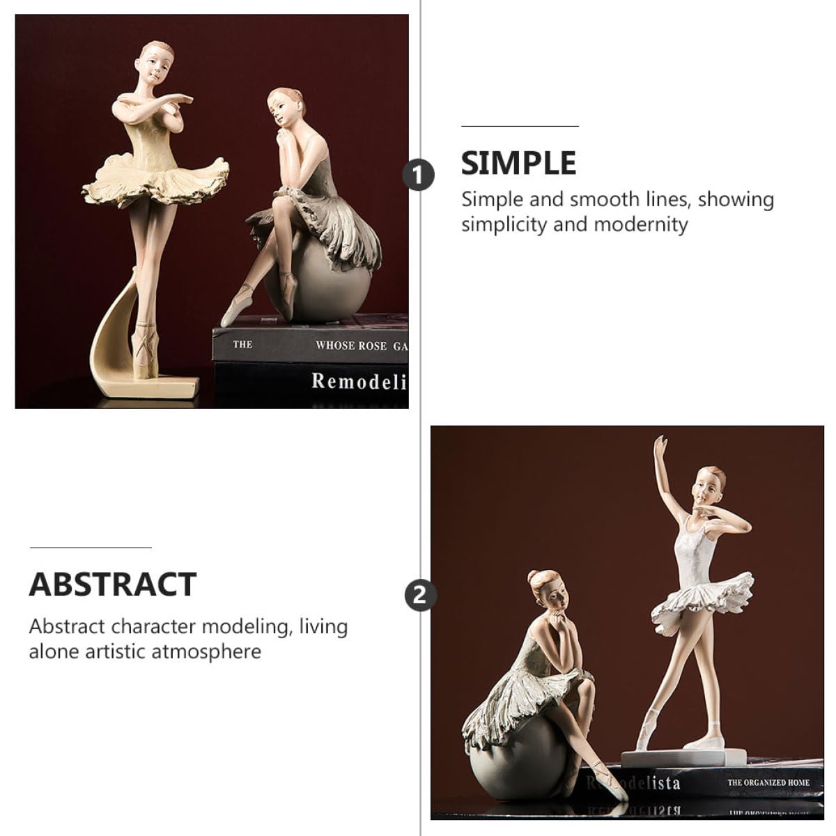 OUNONA Danseuse de Ballet Décorative Figurine Modèle Résine Beige Stable