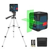 Laser Level, RockSeed Cross Line Laser with Self-Leveling, Vertical and Horizontal Line, Rotatable 360 Degree, Carrying Pouch, Battery Included (Green with27 inch Tripod)