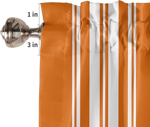 Miniatura 5 de Artwork Store Curtain Valance for Window Kitchen Decor, Thanksgiving Fall Orange White Stripe 54" x 18" Window Treatment Curtains Topper Rod Pocket
