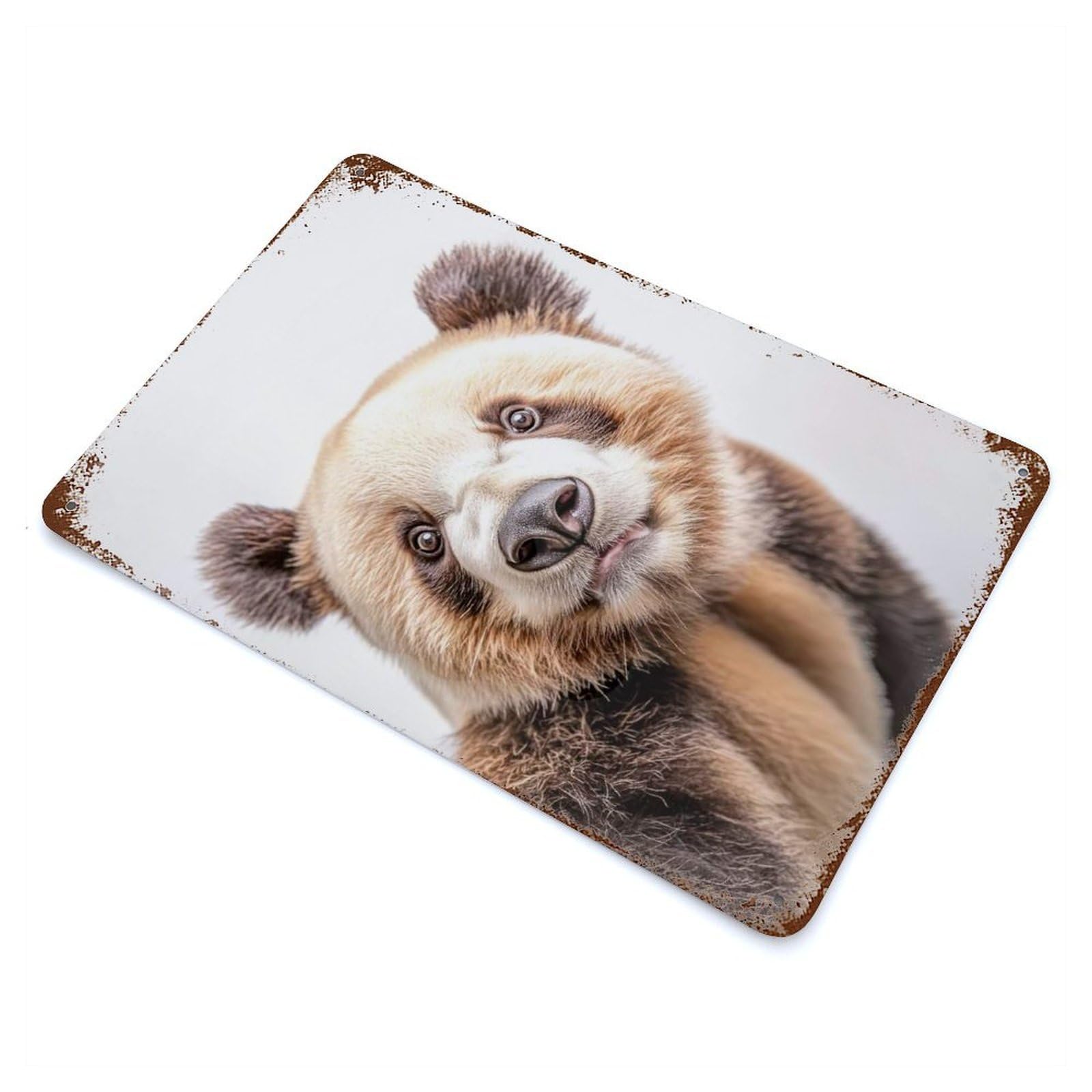 A Panda Taking A Selfie Vintage Metal Tin Sign 11.8"x7.9", Farmhouse Wall Decor for Living Room, Hallway And Home Decor