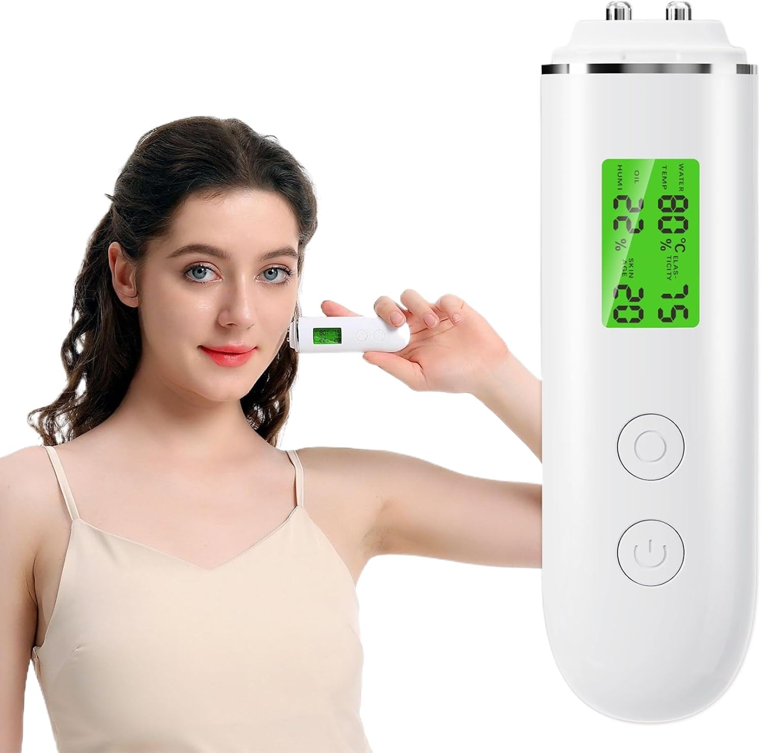 Rechargeable Skin Hydration Tester, Digital LCD Display Tester Skin Oil Content Analyzer Face Care Tool for Beauty Salon Spa