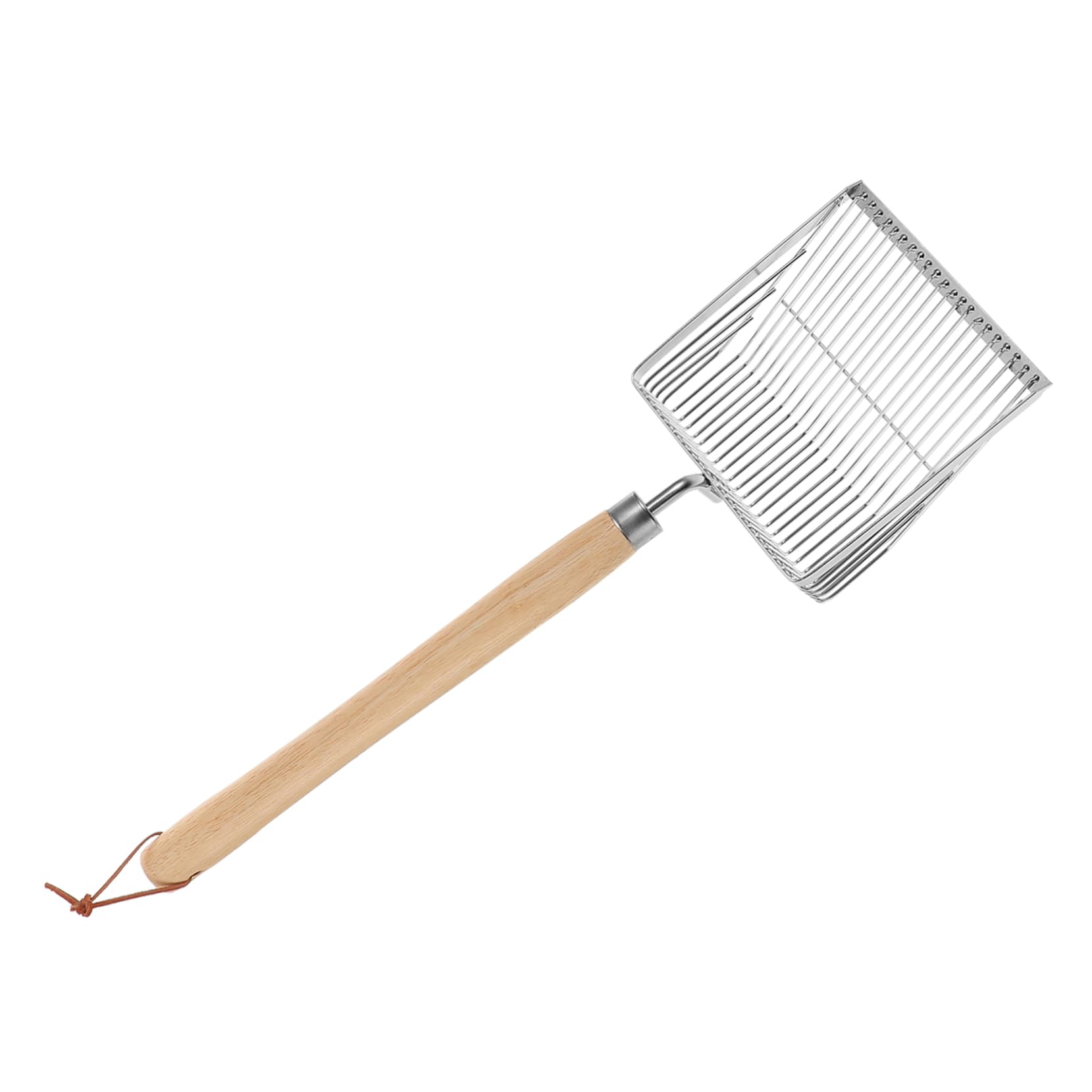 Abaodam Beach Sand Sifter Tool with Extended Stainless Steel Scoop and Ergonomic Wooden Handle for Family Shell Collecting and Outdoor Summer Activities Friendly Mesh Shovel for Efficient