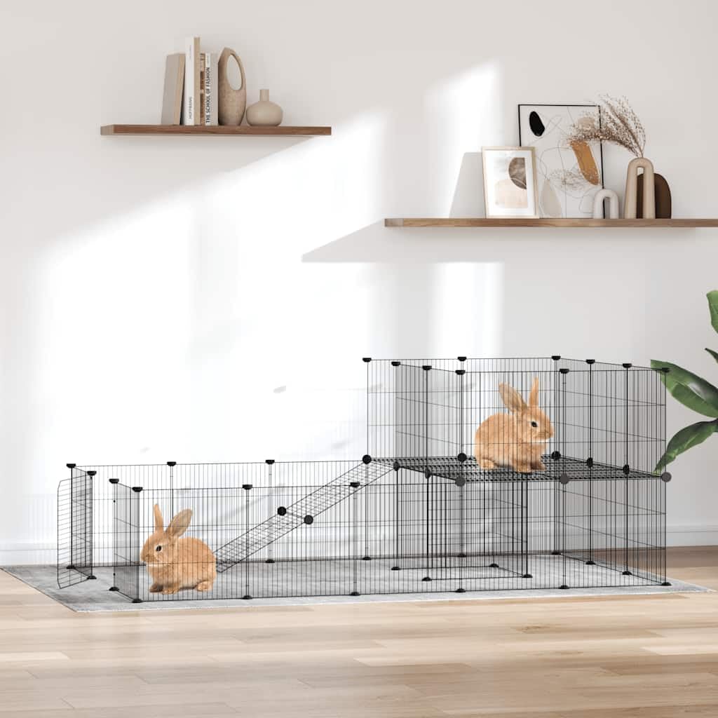 Jaula para mascotas de acero con recubrimiento en polvo, 35 x 35 cm, con puerta negra, jaula para roedores y establo para animales pequeños para interior y exterior, resistente a la