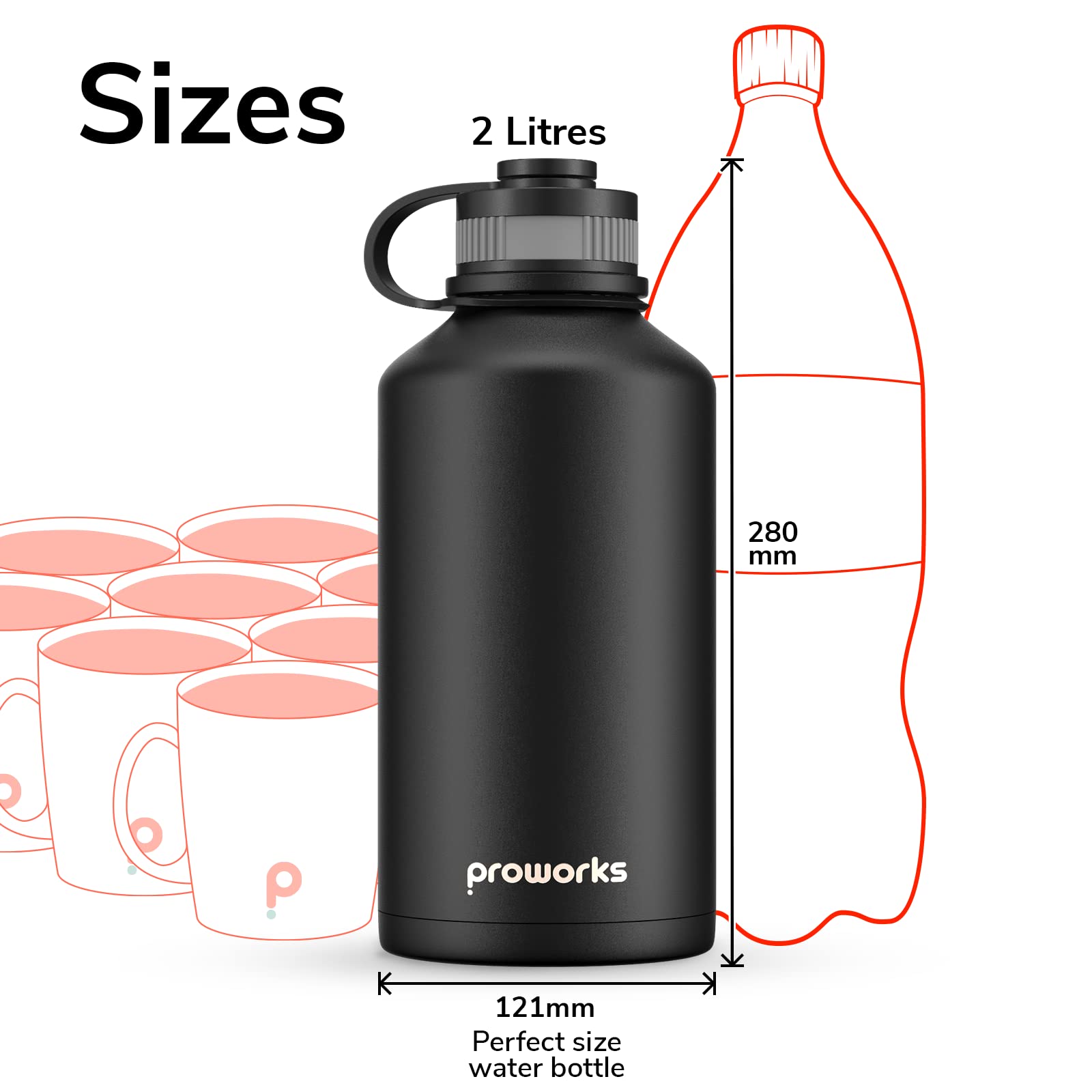 Botella Térmica De Acero Inoxidable 2 Litros - Mantiene Frío 24h Y Calor 12h, Sin BPA, Ideal Para Deporte Y Outdoor