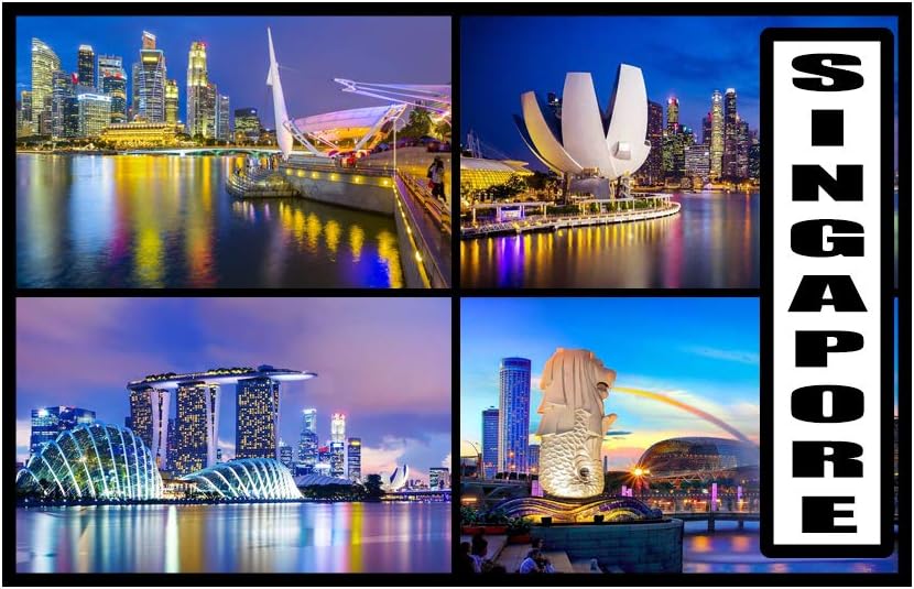 Singapore - Asia - Post Card Style Fridge Magnet - Large Size (7cm x 4.5cm) - Gift Idea - Tourism