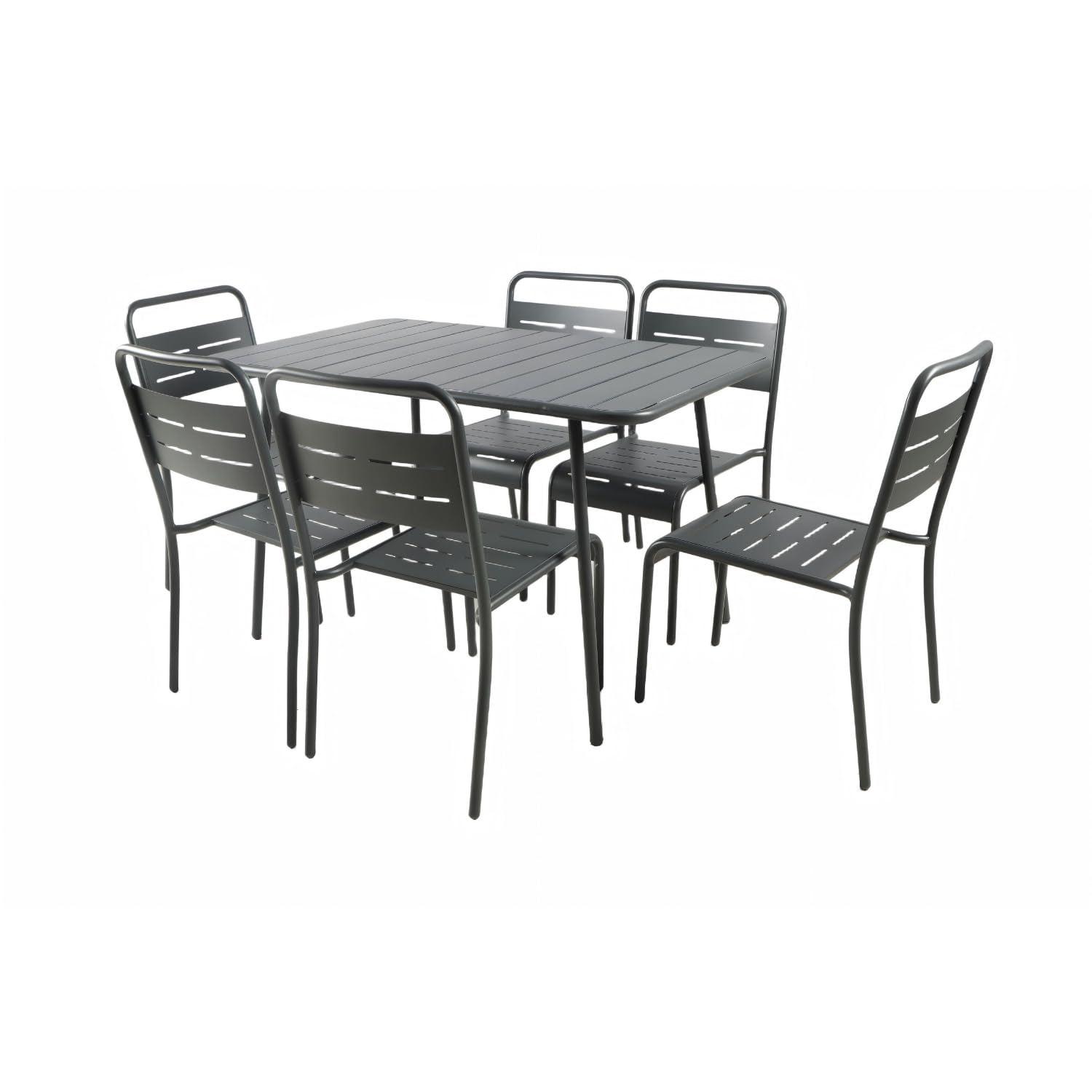 CONCEPT USINE Salon de Jardin BERGAME 4 Places 120 cm Acier Gris