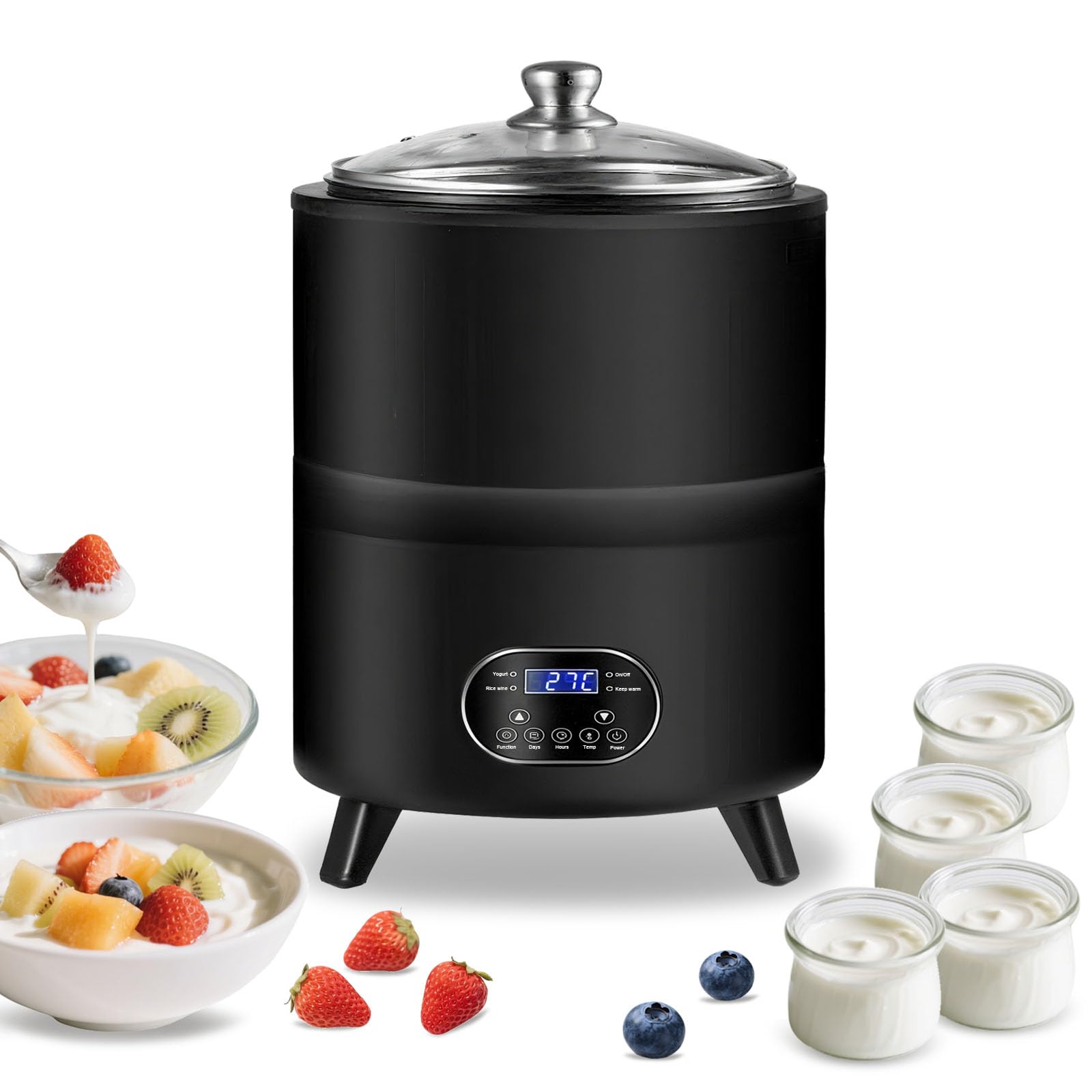 Aisny Yogurtera, Multifuncional Máquina de Yogur de 8 litros con Gran Capacidad y Pantalla de Tiempo Yogurt Maker para la Producción de Yogur en Grandes Cantidades