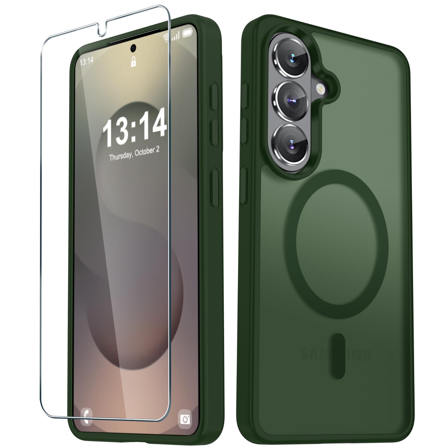 for Samsung Galaxy S26 Case, Matte Magnetic Phone Cover, Sage Green | Fit for MagSafe, Screen Protector included, Shockproof Military Grade Protection, Translucent Frosted Back