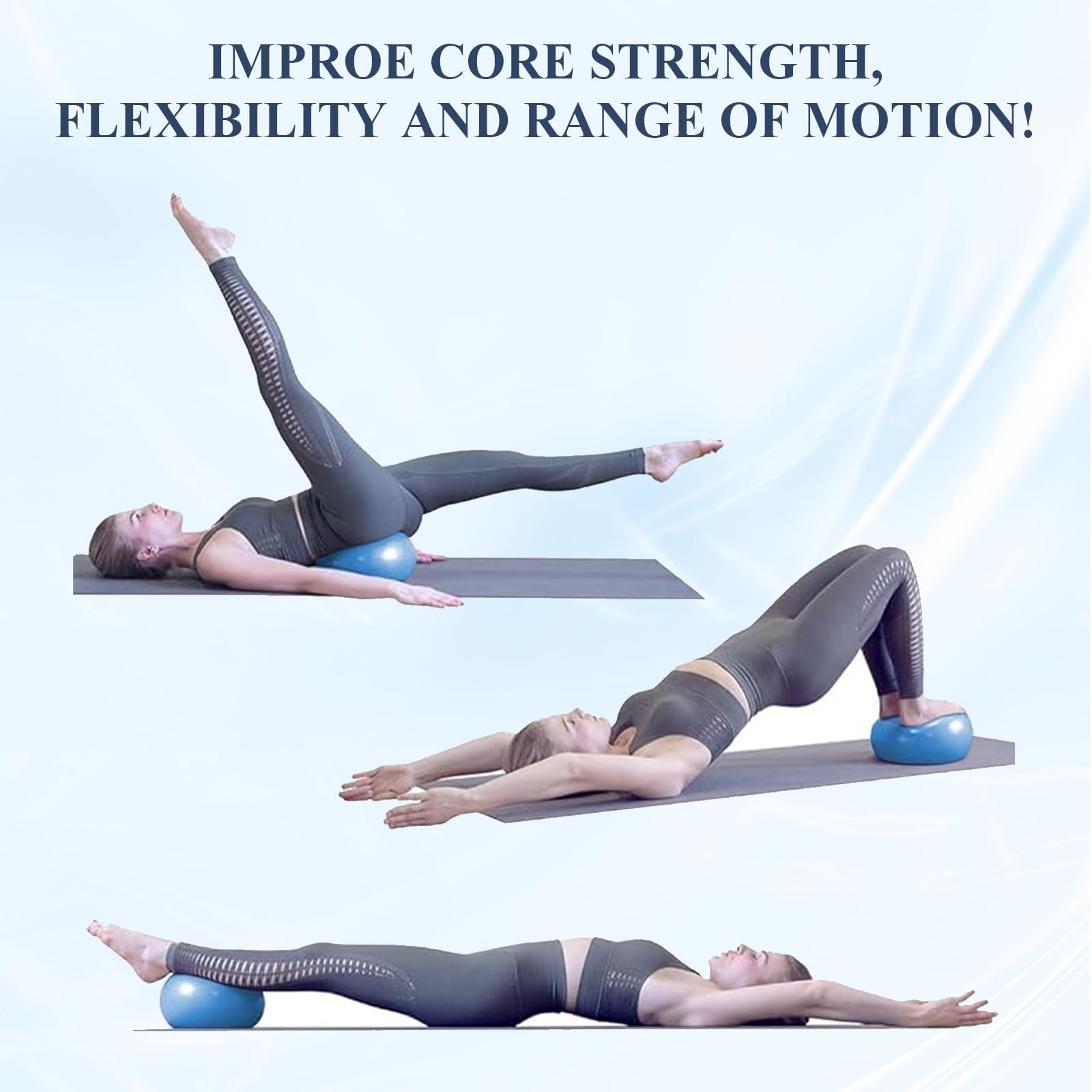 flintronic Palla Fitness, Palla da Ginnastica, 55/65/75/85cm Palla Anti-Scoppio, Palla di stabilità, con Pompa, Strumento Tappo Pompa, E Manuale per Yoga, Esercizi di Equilibrio, Allenamento, Fitness