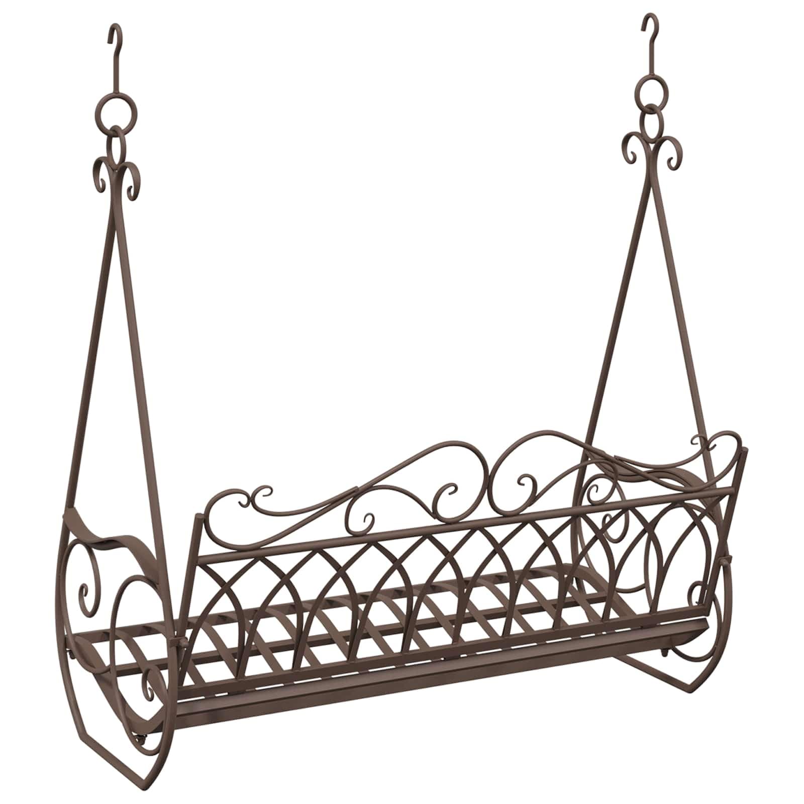 Schaukelbank Stahl Antikbraun 112 x 60 x 126,5 cm Gartenschaukel mit Gestell und Dach wetterfest für Terrasse Veranda draußen Relax Sitzkomfort