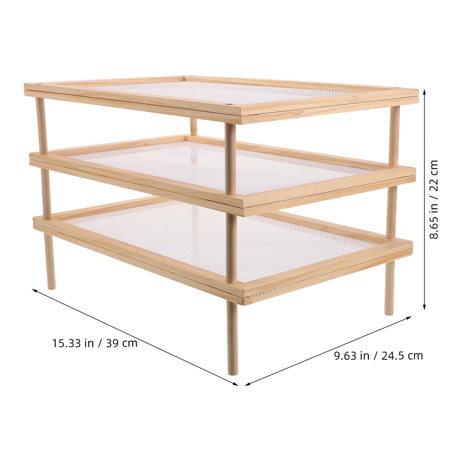Kräutertrockengestell aus Holz, stapelbares Nudeltrockengestell aus Holz mit 3 Ebenen, geeignet für Nudeln, Blumen und Pflanzen, mit Siebdesign