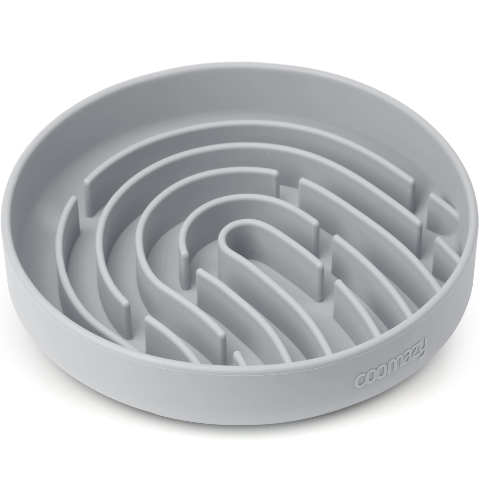 Coomazy Large Silicone Slow Feeder Dog Bowls, Interactive Puzzle Toy for Pets Food Training, Keeps Dogs Busy, Prevents Puppy Overeating (Smoke Gray, Large: 3.2Cup)