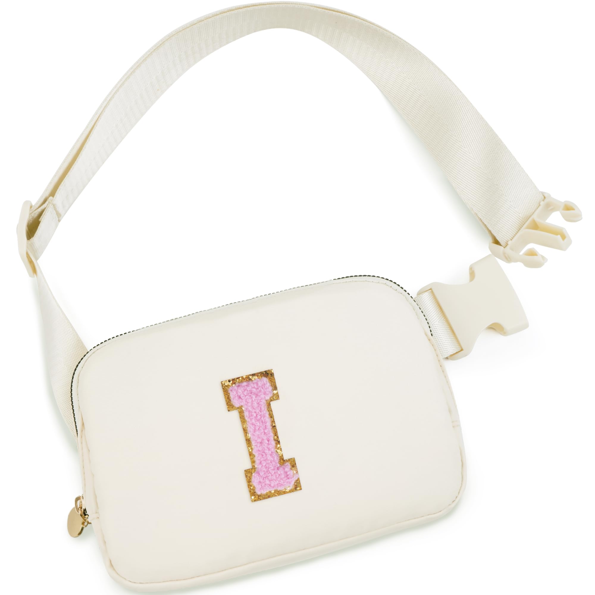 Uygafly Gifts for Girls Kids,Initial Fanny Pack Crossbody Purse Cream,I