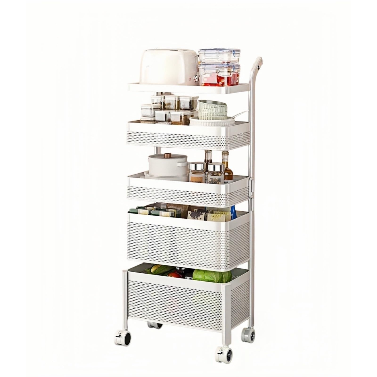 Użytkowy wózek na kółkach Obrotowy wózek kuchenny Slim Gap Wielopoziomowy organizer na przekąski i produkty kółkach
