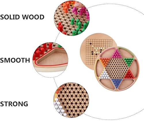 Miniatura 4 de Toyvian Juego de damas chinas 2 en 1, juego de ajedrez clásico de estrategia GO, juego de mesa de madera, clavijas tradicionales, juguetes
