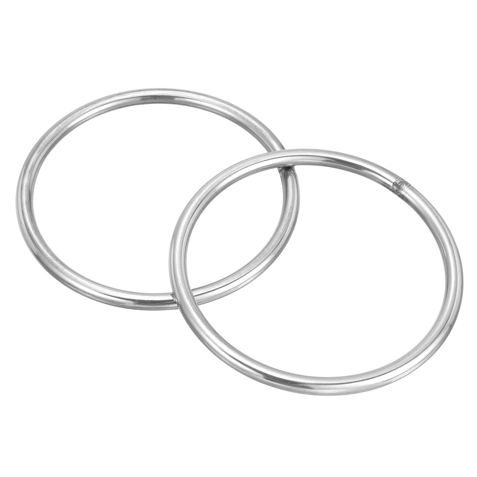 PATIKIL Metal O Rings, (130mmOD, 114mmID, 8mmThick)(2Pcs), 304 Stainless Steel Heavy Duty Round Ring Buckles, Suit for Macrame/DIY Craft/Hardware/Keychain/Belt/Dog Leash