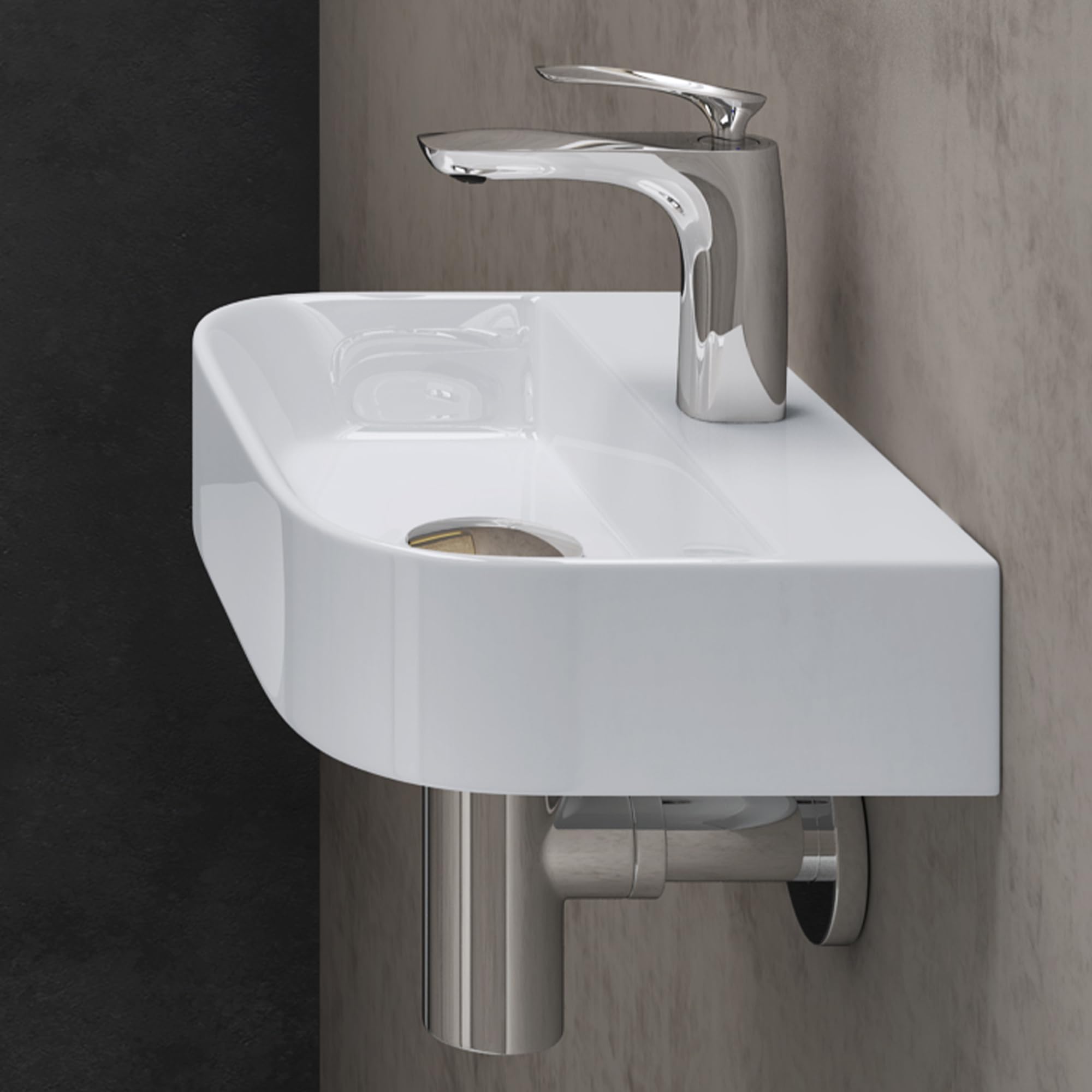 doporro Lavabo sobre Encimera Lavabo Suspendido Baño Rectangular | Cerámica | 38x23,5x8 cm | Blanco | con Recubrimiento de Nano | Brüssel003