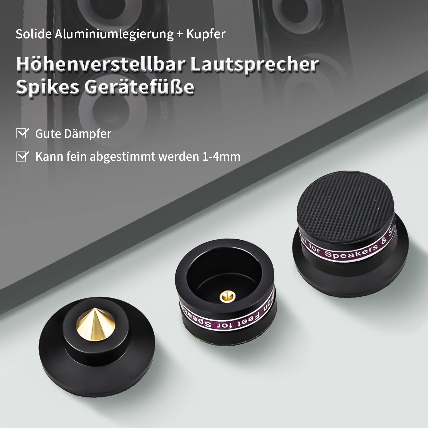 Tertullus Set 4 picchetti regolabili altezza subwoofer altoparlanti carico 50 kg