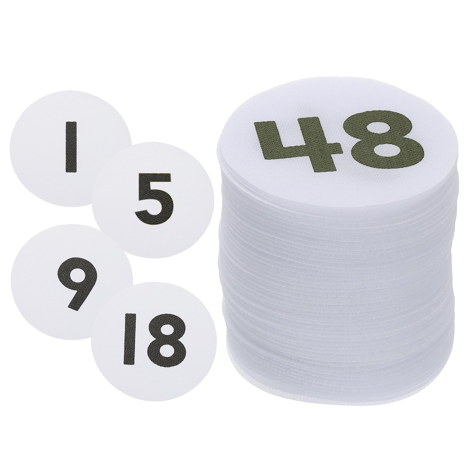 YOKIVE 4 Inch Carpet Spot Markers, 48Pcs Circle Floor Sit Dots with Numbers 1-48 Line Up Carpet Spots for Teacher, White