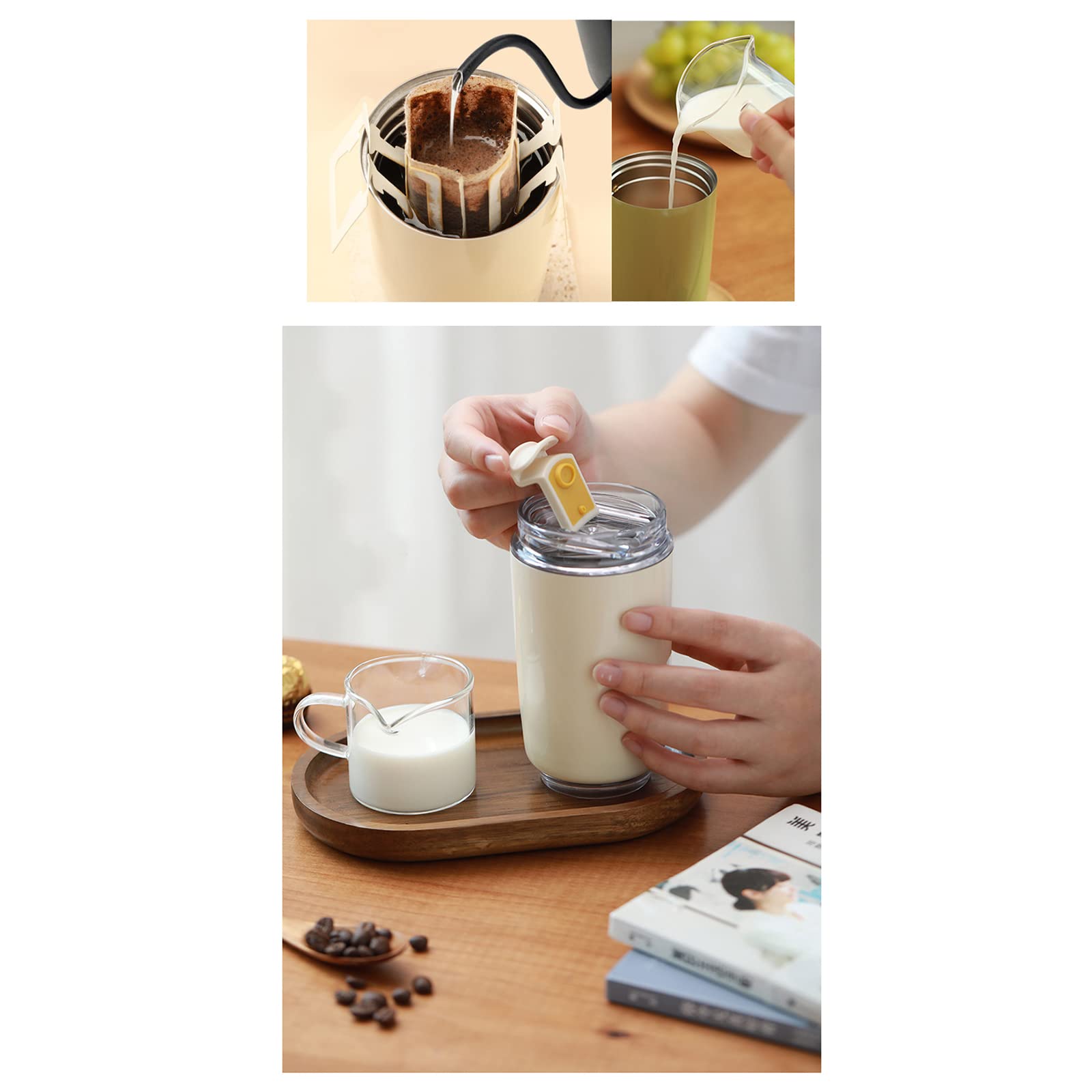 Kubek do kawy 440 ml Wody Cup 304 Ze Stali Nierdzewnej Wypoczynek Samochód Odkryty Portable Biznes Biuro Prezent Termos Eco Travel Tumbler z pokrywką do picia,A