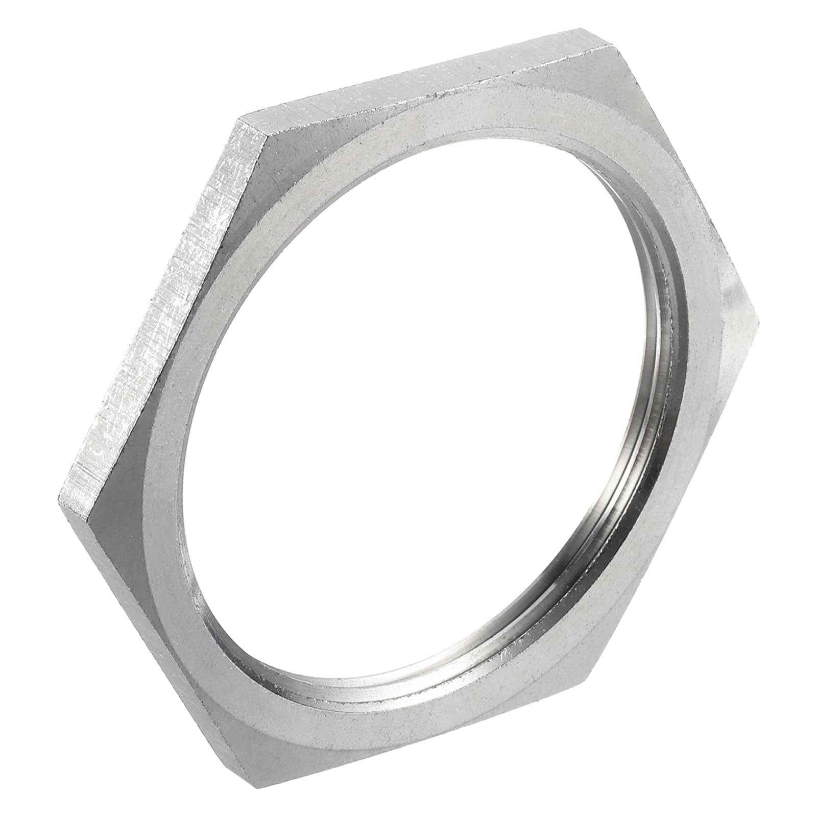 sourcing map Cast Pipe Fitting Hex Locknut, 304 Stainless Steel Hex Lock Nut NPT 1" Female Thread for Plumbing Fixed, Water Broom and Undercarriage Cleaner