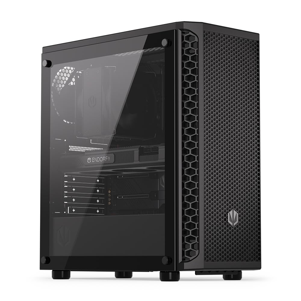 ENDORFY Signum 300 Air PC Gehäuse ATX mit Tempered Glass, 4X Stratus 120 PWM, Mesh Front, Unterstützung für 360 mm Radiator, GPU bis 350 mm, Schwarz