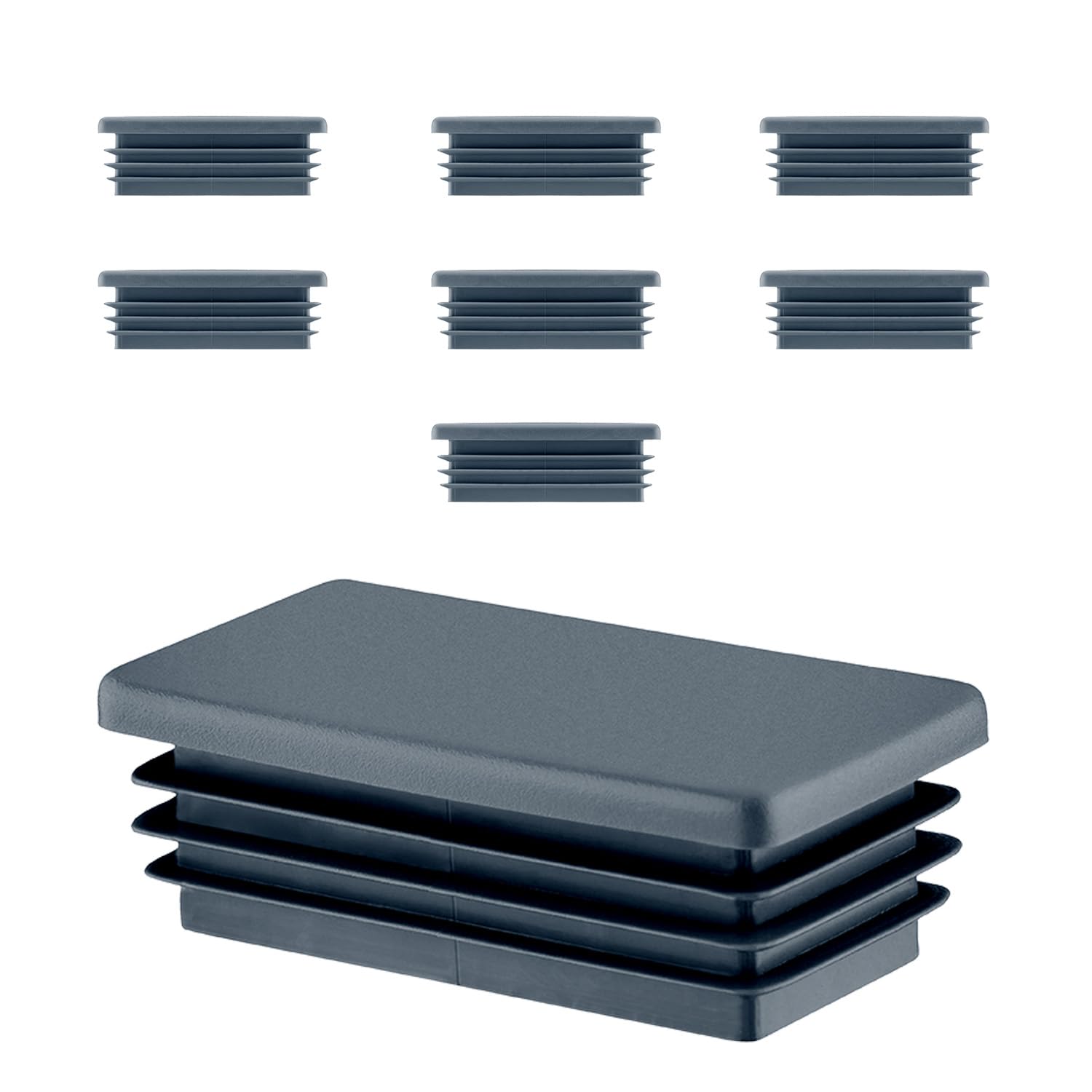 EMFA Plastic End Caps 80x50 mm – Anthracite Rectangular Tube Inserts – Lamella Plugs for Metal Tubes and Structures – 8 Pack – 8x5 cm