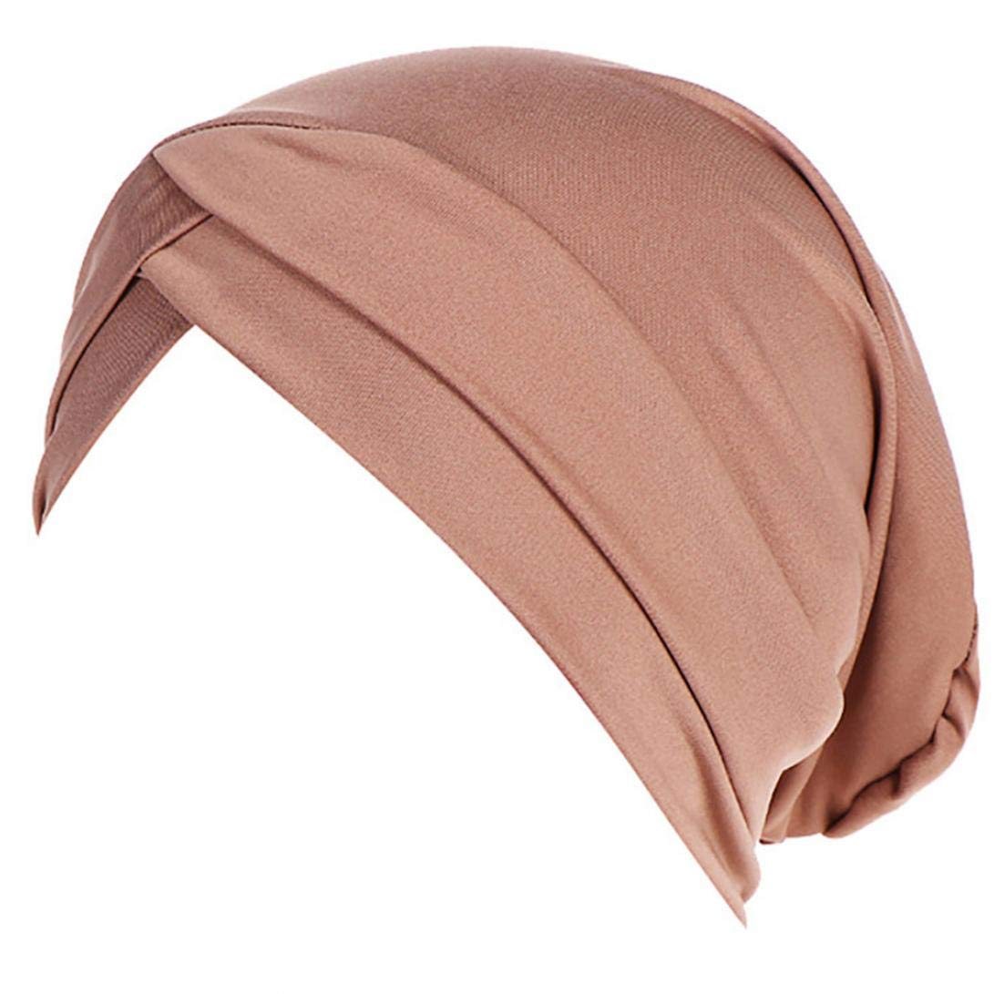 Women's Turban Headband Pleated Tube Head Wrap Hijab Tube Scarf Night Sleeping Bonnet for Ladies