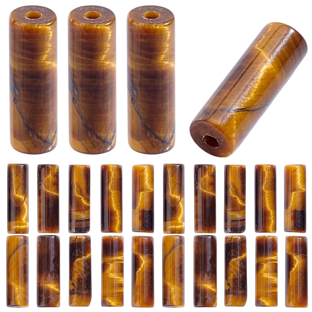 PONABEADIY 1 Box 4x13MM Natural Tube Stone Beads Strands with Hole Tiger Eye Column Cylinder Brown Gemstone Loose Spacer Bead Bulk for Jewellery Making Earring Bracelets Necklaces DIY Crafts Supply