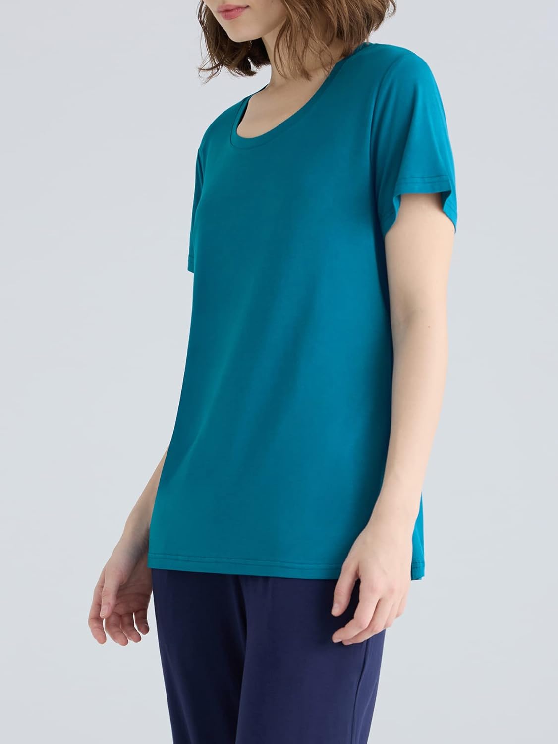 Latuza Women's Soft Comfy Pajama Tops Scoop Neck Sleep Tee Shirt - Image 2