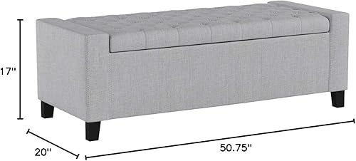 Miniatura 37 de Christopher Knight Home Otomana de almacenamiento de tela Hikaru, gris oscuro. Dimensiones: 20.50 pulgadas de profundidad x 51.00 pulgadas de ancho