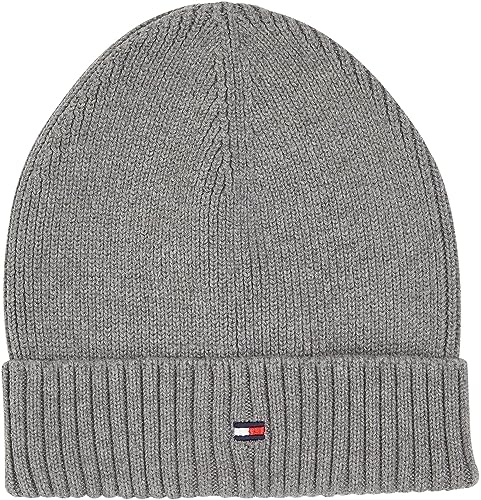 Tommy Hilfiger Kinder Unisex Strickmütze Small Flag Wintermütze, Grau...