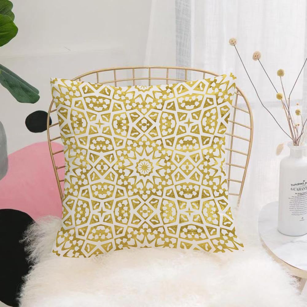 HYOSXW Cushion Cover,Throw Pillow Case Home Decorative for Living Room Bedroom Sofa Chair 16X16 Inch,Abstract Oriental Moroccan Geometric Arabic design,Pillowcase 40X40cm