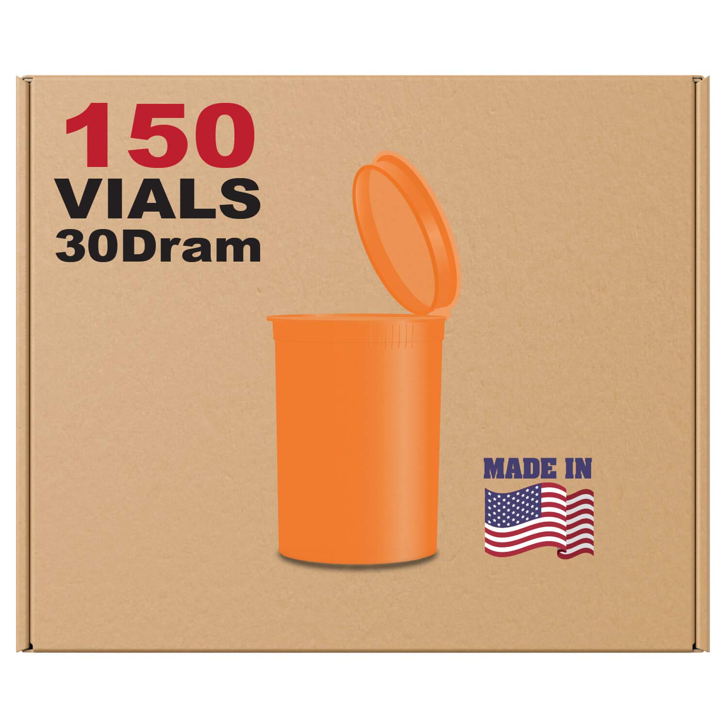 W Gallery 150 Mango Vials - 30 DRAM Pop Top Bottle - Airtight Smell Proof Containers - Medical Grade Plastic Prescription Bottles for Pills Herbs Flowers Supplements, Bulk Pack, Not Glass Jars