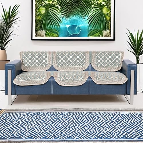 Image of Premium Chenille Woven Anti-Slip 3 Seater Sofa Cover | L-Shape Sofa Seat Protector for Living Room | Durable & Stylish Slipcover -Teal