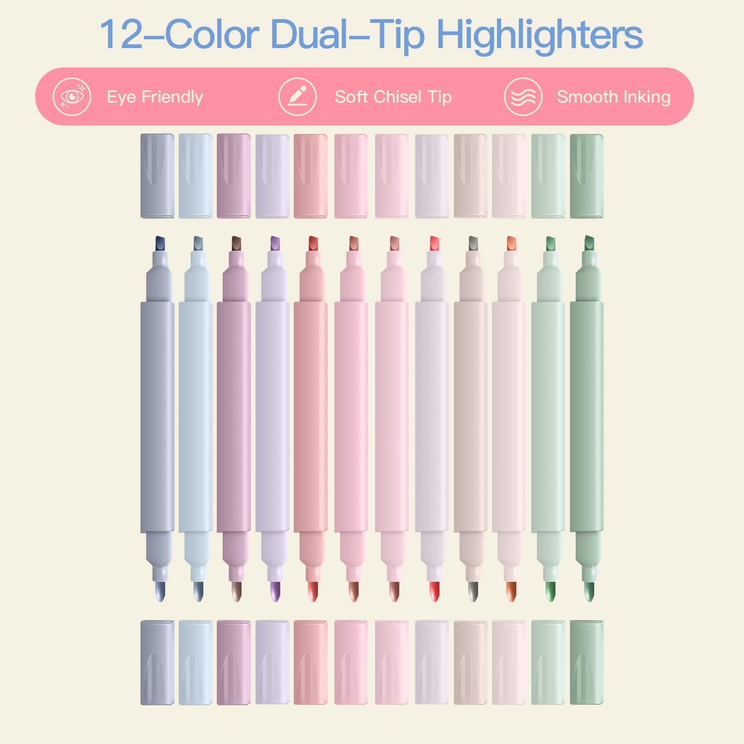 YIBONIKA 69 PCS Aesthetic School Supplies with Pink Pencil Case, 12 Pastel Highlighters, 5 Gel Pens - Image 3